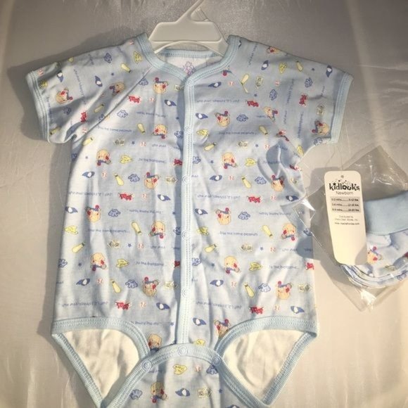 kidlooka Other - Baby Boy 6-9 months Blue Onesie + booties socks NEW